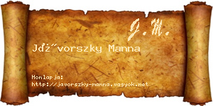 Jávorszky Manna névjegykártya